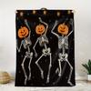 Spooky Pumpkin Skeletons Halloween Theme Blanket - Cozy Warm Holiday Decorative Throw for Naps, Camping, Travel & Car