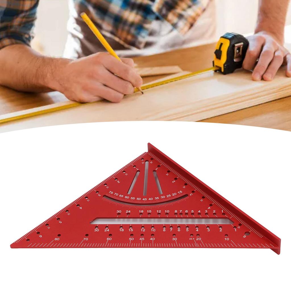 7 Inch 90 Degree Rafter   Protractor Aluminum Alloy Woodworking Triangular Ruler Multi Angle Msuring Marking Tool