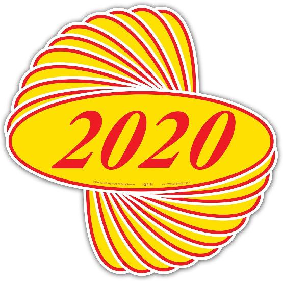 EZ-Line Oval Model Windshield Year Stickers for Car Windows Red and Yellow Large Vinyl Dealership Supplies 1 Dozen Pro Pack (2018)
