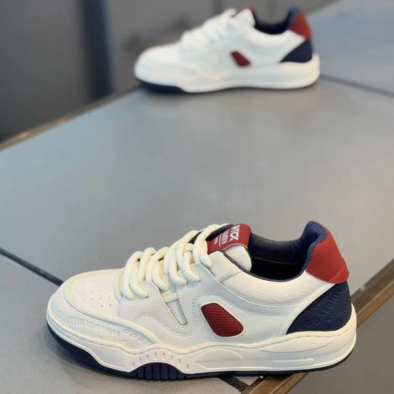 Spring new soft-soled low-top board shoes leather lace-up comfortable casual shoes dj