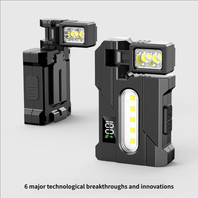 Rotating Light Source Work Light with Emergency Signal Magnetic Rechargeable LED Lamp for Camping Hiking and Car Repair