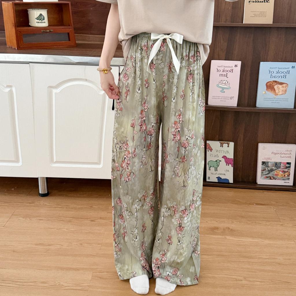 Lyersay Cotton and Silk Wide-leg Pants, Pajama Pants, Walking Pants, Loose and Casual, Can Be Worn Outside, Large Size 10 Women's Thin Trousers