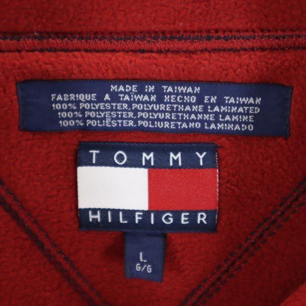 Tommy Hilfiger 90s Old Logo Embroidery Fleece Jacket L Navy Pullover Men's Used