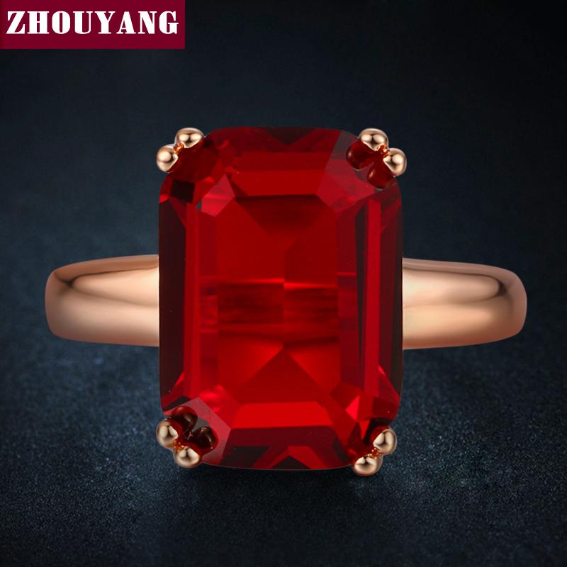 

Top Quality Four Claw Big Crystal Elegant Rose Gold Color Ring Crystals From Austria Full Sizes ZYR700 ZYR701 5.5 красный