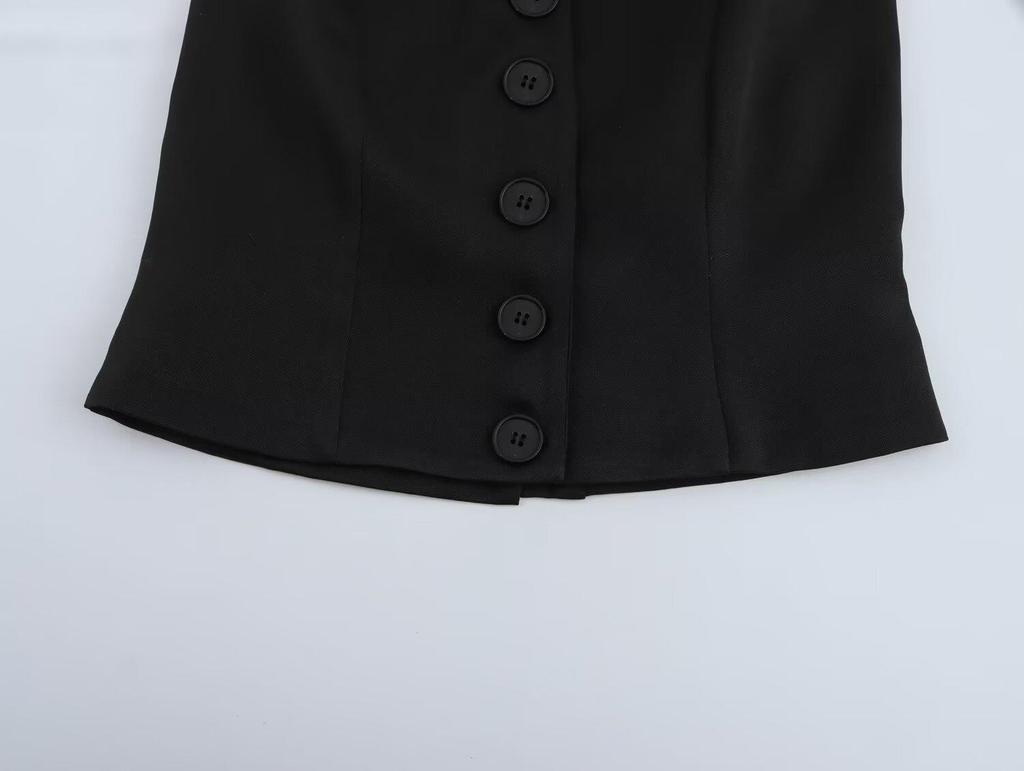 Spring 2025 Women's Double-Breasted Halter Neck Vest - European & American Style Fashion