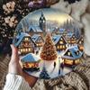 Winter Village Metal Wall Art Vintage Style Weatherproof Decor for Home Cafe Bar