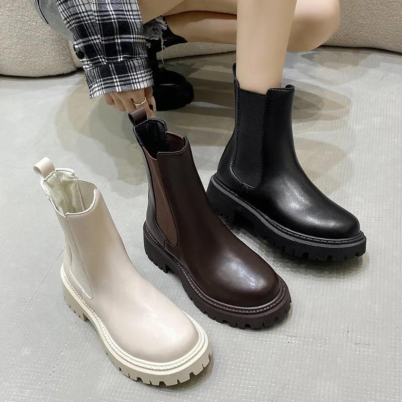 Fashion 2024 New Thick-soled Women Winter Comfortable Shoes Women Elegant Autumn Fashion Thick-soled Short Boots Outdoor Shoes for Women