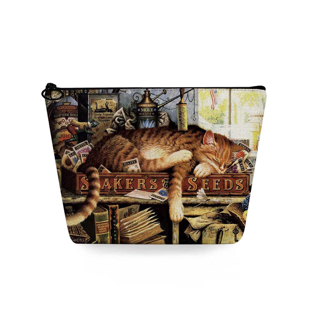 Dam Katt Tryck Sminkväska Toalettartiklar Organisera Reseförvaringsfodral 6784