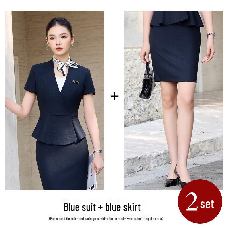 Women's 2026 Summer Fashion Slim Fit Professional Formal Blazer & Skirt Set