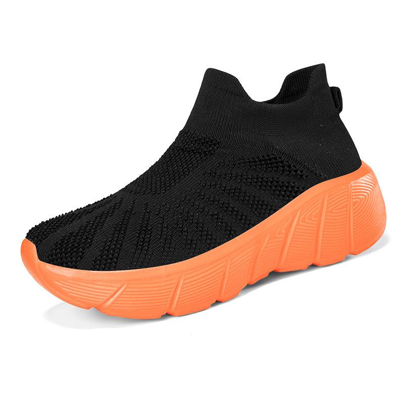 Fashion Outdoor Casual Running Shoes Men Slip-On Knitted Socks Sneakers Breathable Lightweight Mesh Lazy Shoes Easy Wear Rubber Outsole