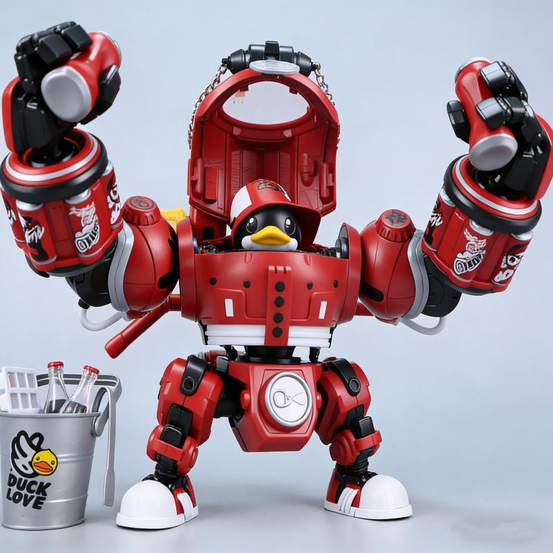 B.Duck Hiphop Duck 21cm Mecha Model Kit Coke Theme Anime Action Figure With Water Decals Easy Assembly Toy Desktop Ornament Gift