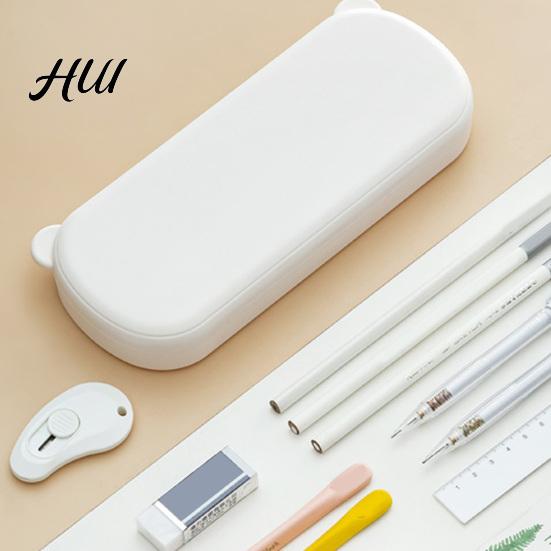 Pencil Storage Box Large Capacity Case with Compartments, Macaron Color Plastic Stationery Box, Portable Student Pen Bag for School Office Home
