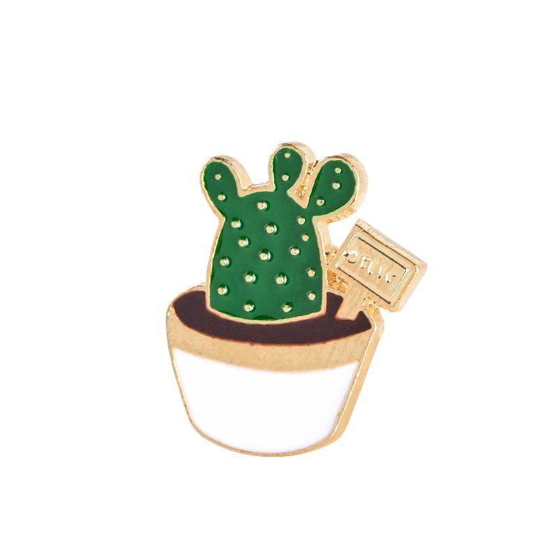 19 Styles Summer Cup Potted Design Enamel Brooches Mini Cactus Potted Plant Shaped Pins Women Girls Gardening Backpack Badge