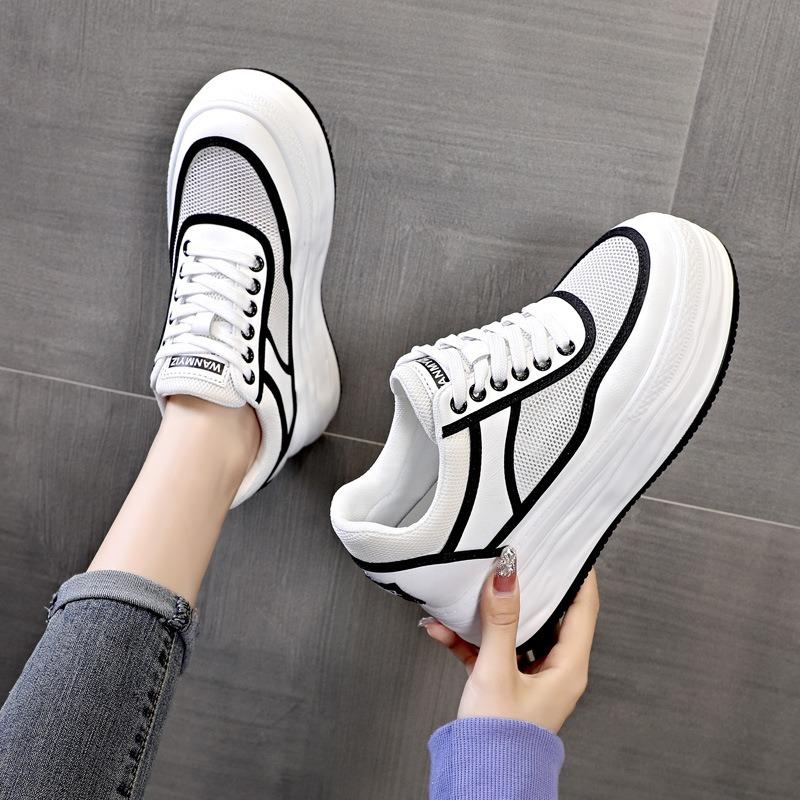 Spring women's shoes new flat-bottomed inner height-increasing shoes casual platform sports women's single shoes