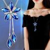Fashion Females Symmetrical Five Petal Flower Elegant Pendant Sweater Long Necklace Pendant Jewelry