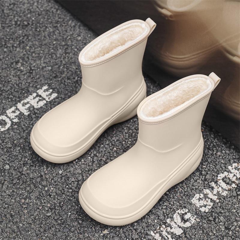 Damen Modische Rutschfeste Wasserdichte Verdickte Und Verschleißfeste Kurze Stiefel Mit Baumwolle Regenschuhe