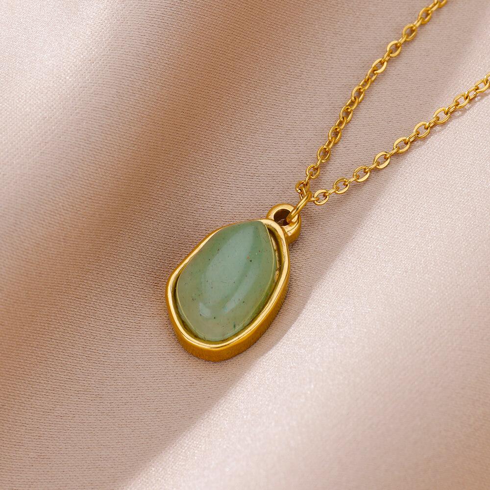 Aesthetic Opal Oval Necklace For Women Gold Color Chain Stone Pendant Necklace Stainless Steel Jewelry Wedding Gift Bijoux Femme
