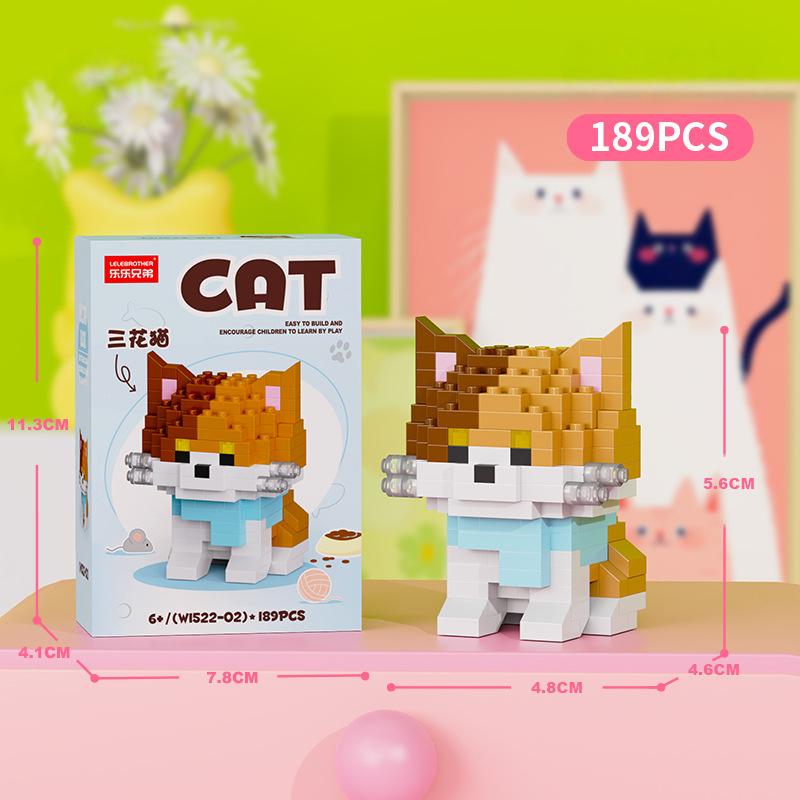 Cute Pastoral Teddy Dog Pet Building Blocks Micro-Granular Ornament Children's Toy Gifts New Product Cat And Dog Themed