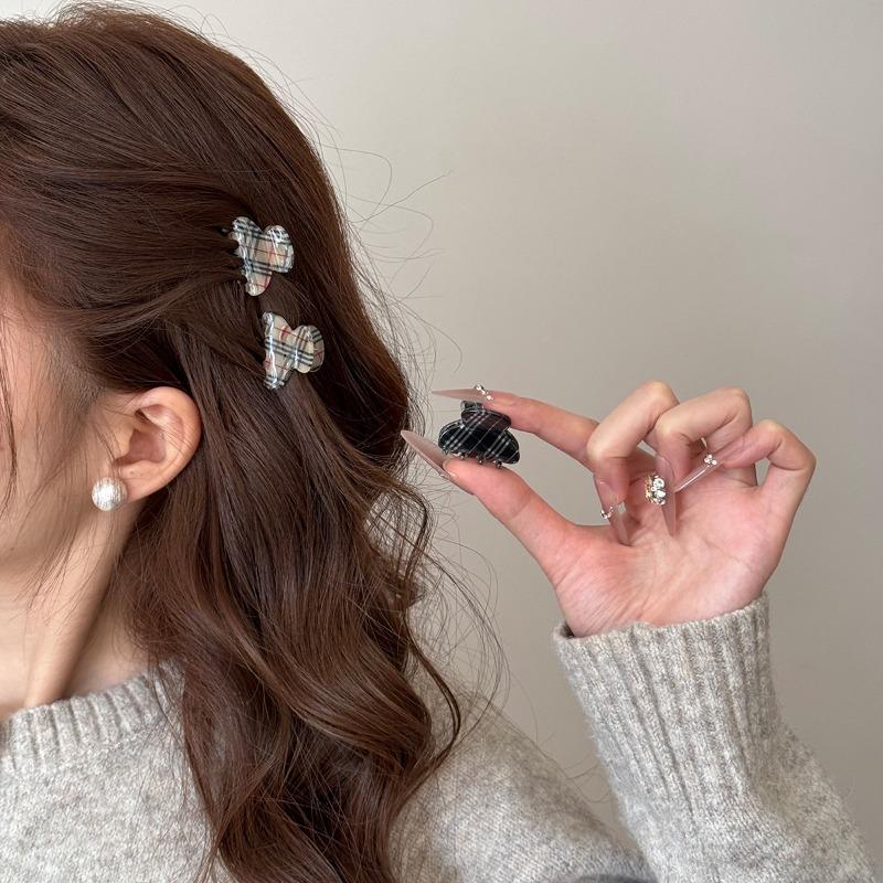 Fall/Winter Retro Checkered Small Size Hairpin with Fringe for Princess Hair Clips Headwear