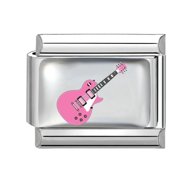 

Y2K Glitter Strawberry Guitar Sun Cactus Conch Italian Charm Links Fit 9MM Stainless Steel Bracelet Women Men DIY Making Gift