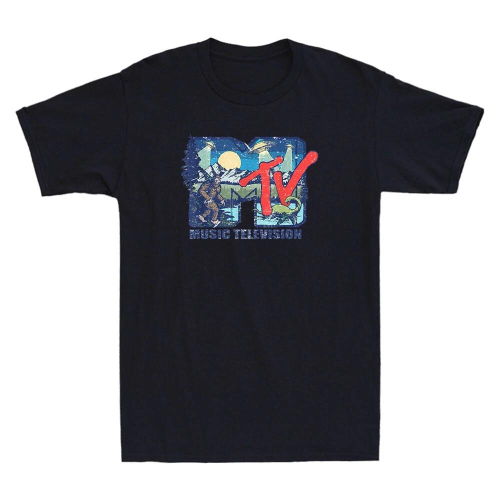 Cryptid Logo Featuring Bigfoot, UFO, Aliens & Nessie Funny Vintage Men s T-Shirt L