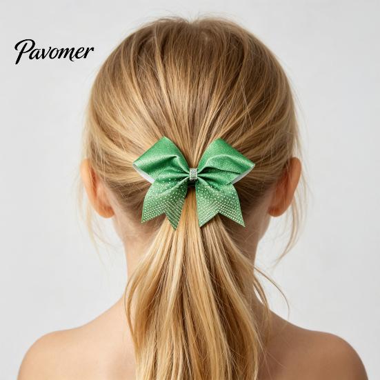 Durable Hair Ties for Dancing Sparkling Bow Clip, Glitter Sequin Clip Cheerleading Pink Bows Cheerleaders Performance And Dance Team Accessories,