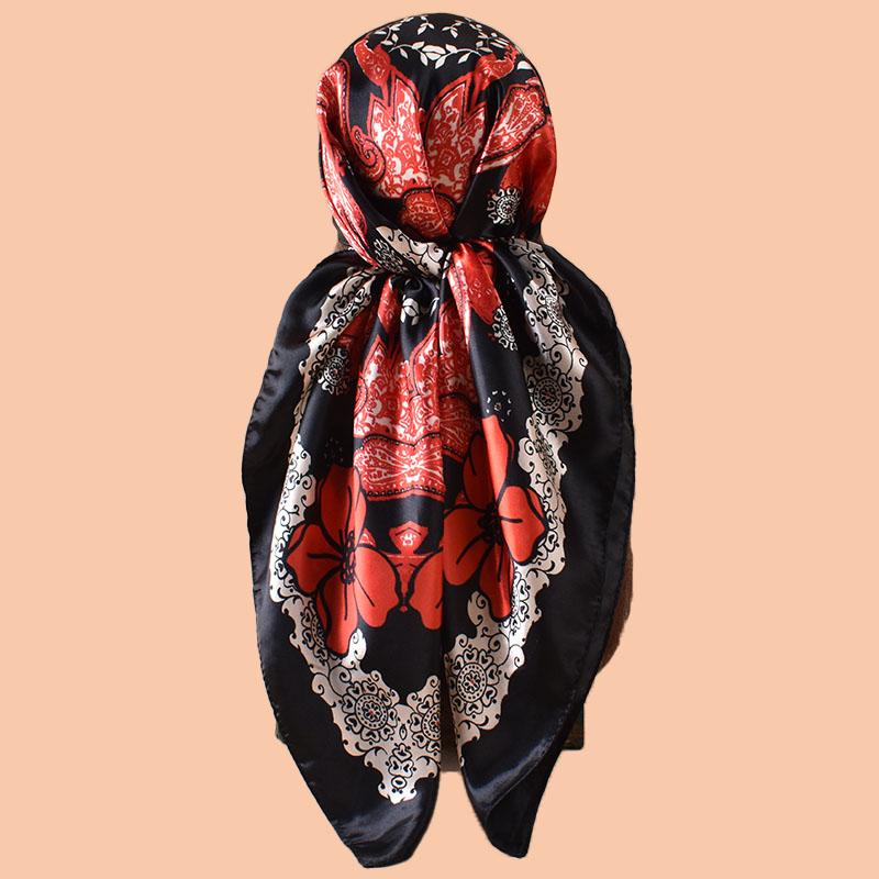 

1PC Women s Summer Beach Accessory Fashion Satin Square Scarf 90*90inch Multi-use Headscarf Party Use Versatile Hair Towel 8Y