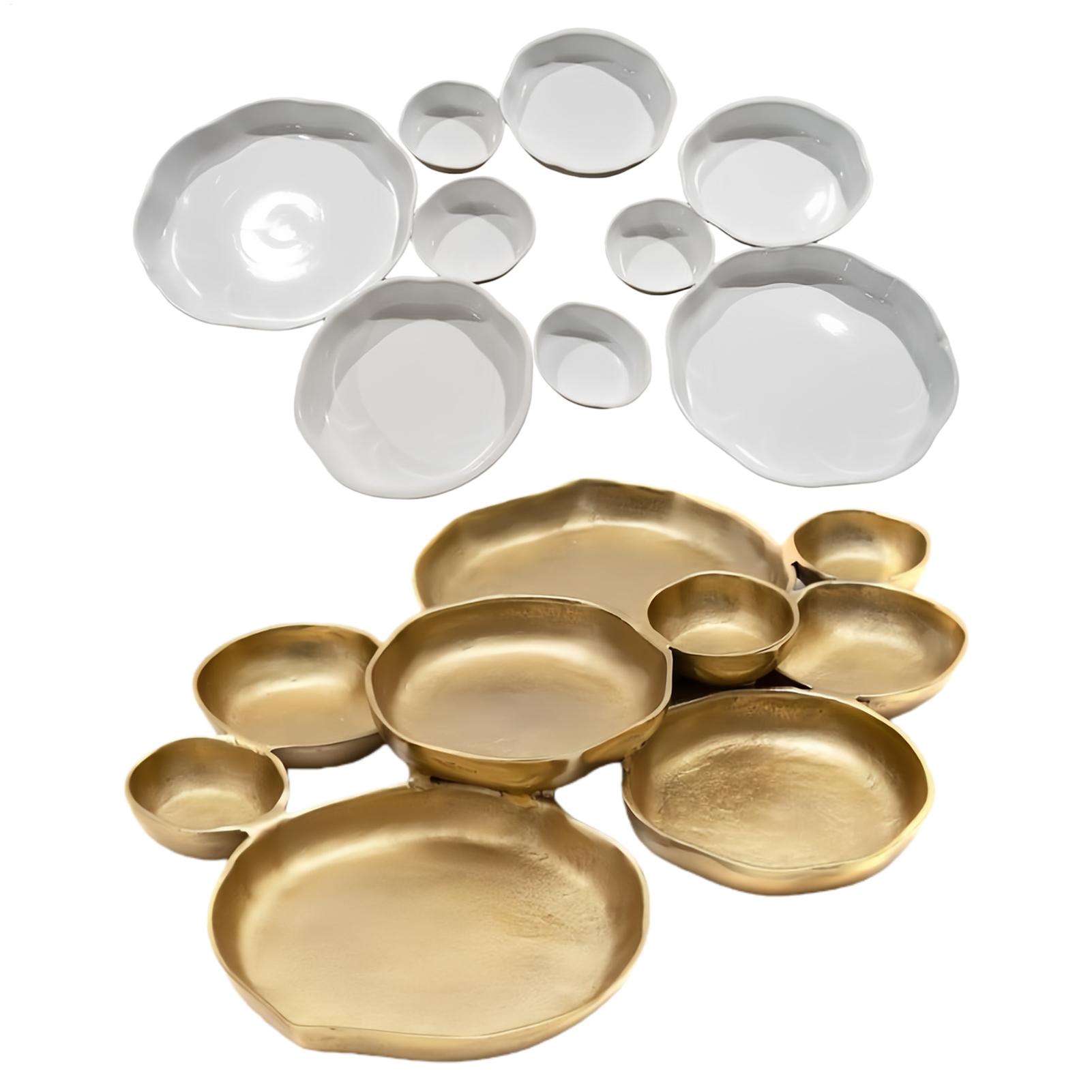 Nine-square Grid Decorative Plate Aluminum Serving Bowls Charcuterie Tray For Snacks Nuts Chips Fruit Candy Meals Appetizer oro