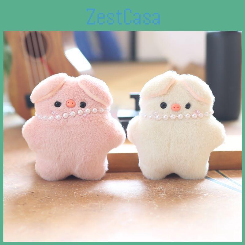 Urocza biało-różowa pluszowa zabawka świnka, modny dodatek-breloczek do torebek i plecaków