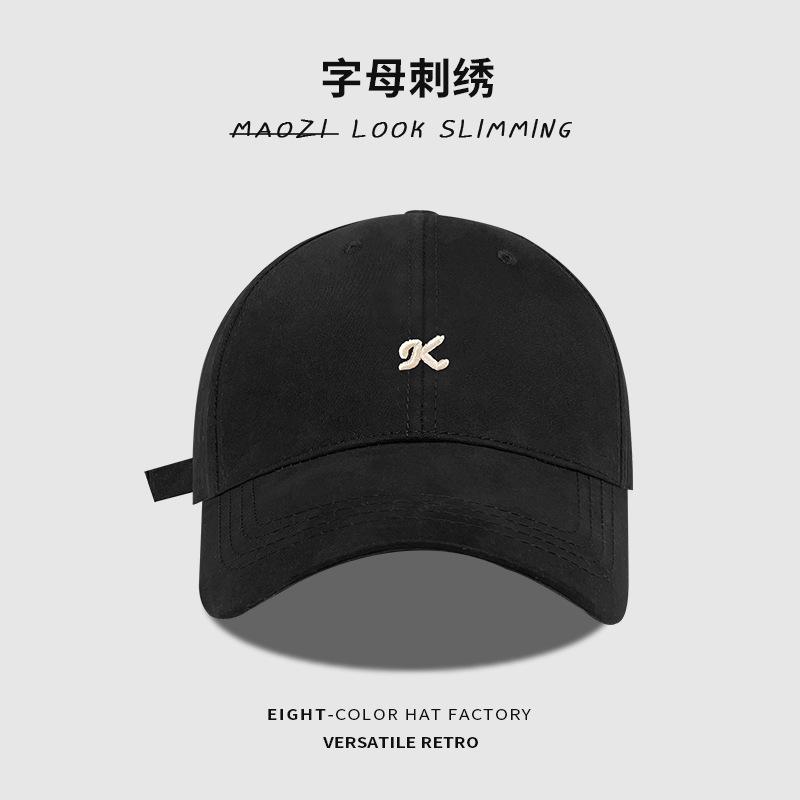 K letter soft top baseball cap children big head circumference wide brim four seasons versatile face small sunshade cap men