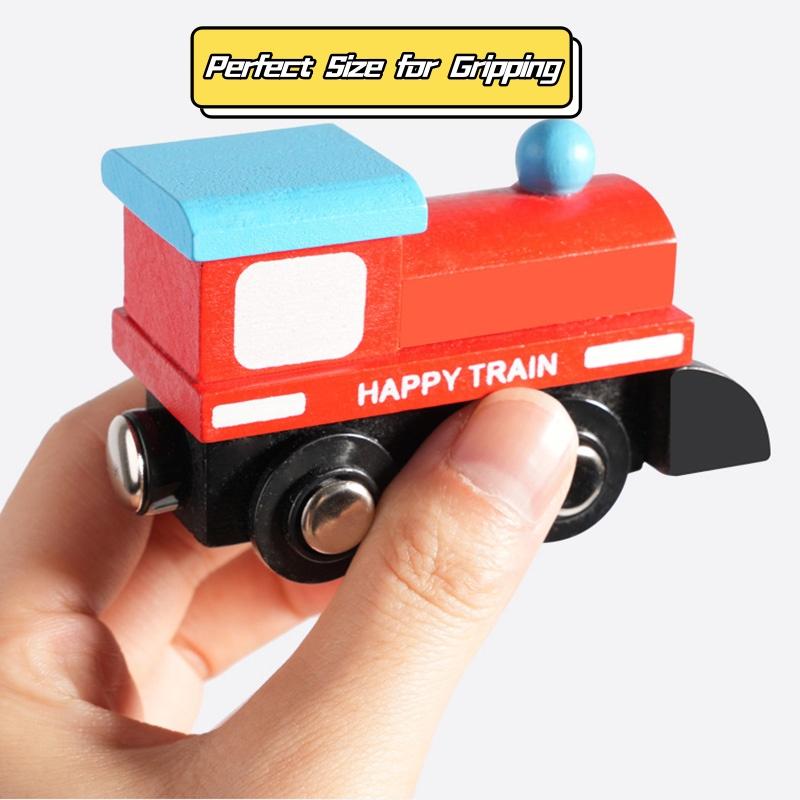 Wooden Magnetic Train Montessori  Early Educational Cognition Traffic Sign Toy Sorting Learning Teaching Car Cartoon Set