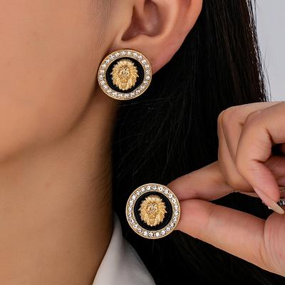 New Lion Head Exaggerated Point Drill Oil Drop Earrings Wholesale Trend Earrings Home