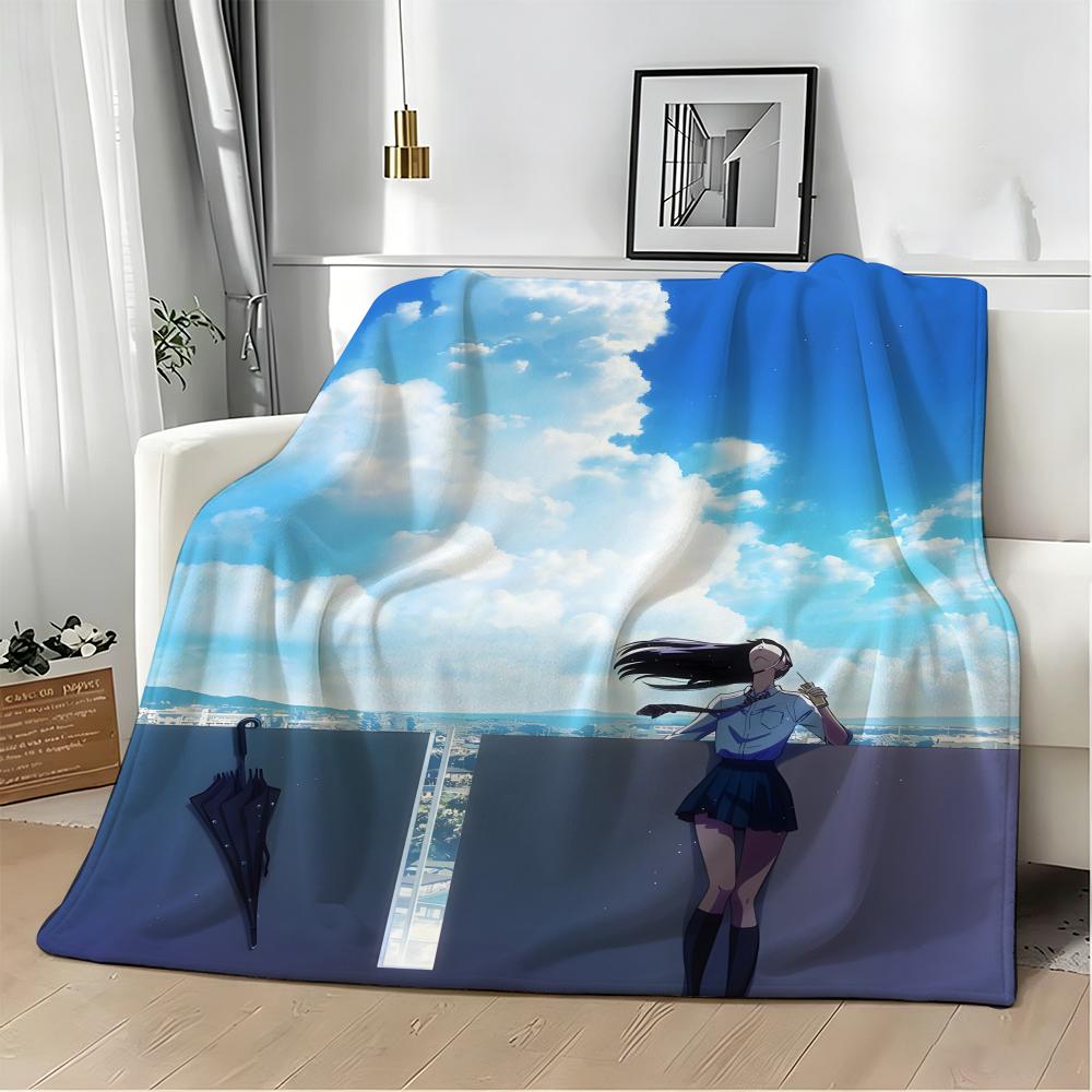 Anime A-AfterS theS RainS Throw Lightweight 240g Flannel Blanket Soft Skin-friendly for Summer Cooling