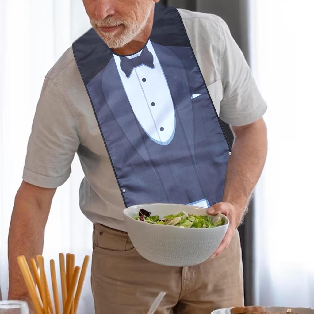 Bavaglino per Adulti con Fantasia Tuta da Pranzo Comodo Poliestere Lavabile in Lavatrice Impermeabile Unisex Abbigliamento