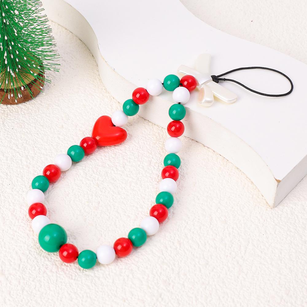 Ingenious Christmas Phone Wrist Strap Mobile Phone Chain Beaded Keychain Wristlet Lanyard Anti-lost for IPhone AirPods Samsung