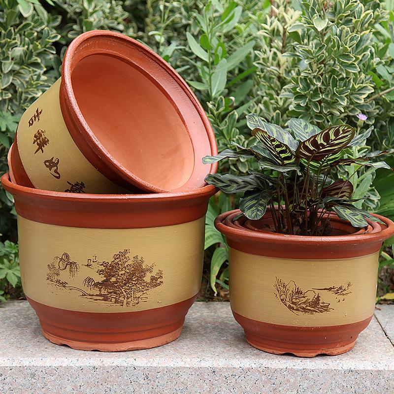 Extra-Large Purple Clay Ceramic Bonsai and Orchid Flower Pot