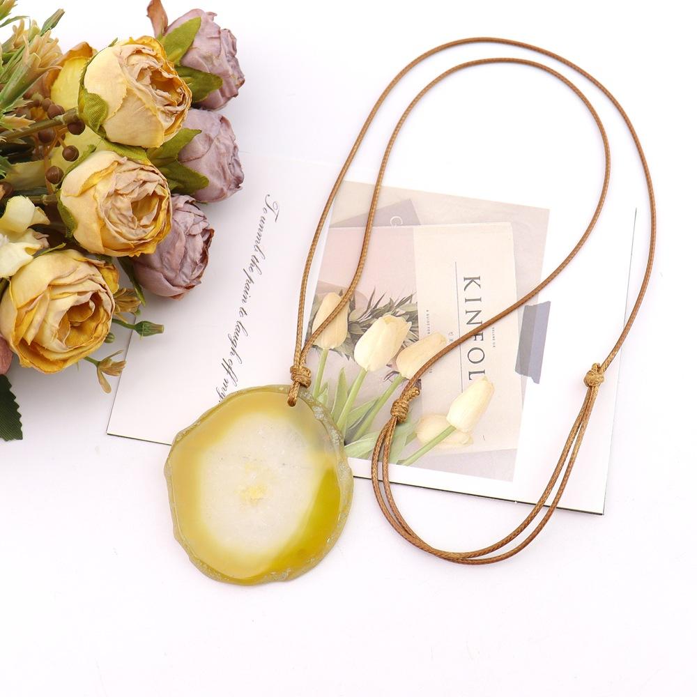 Natural Agate Sheet Rough Stone Pendant Irregular Agate Rough Stone Necklace Pendant Colored Natural Stone Sweater Chain