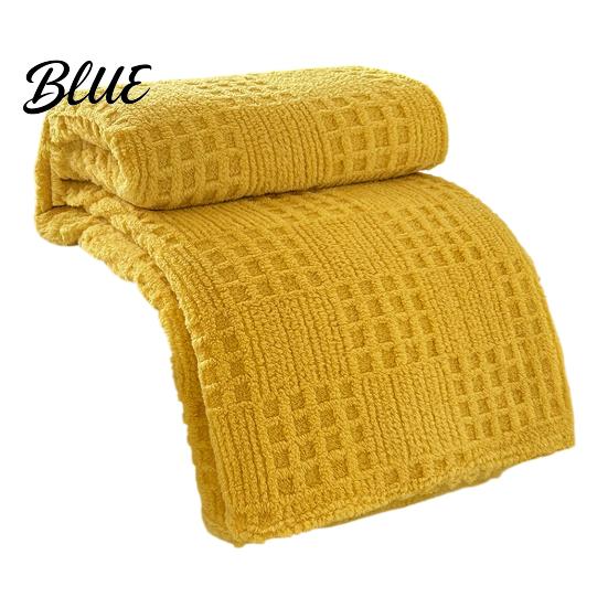 Office Lunch Break Milk Fleece Throw Blanket Waffle Checkered Blanket 3D Solid Color Plush Polyester