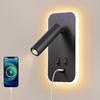 Adjustable LED Bedside Lamp with USB Port, Warm and Cool Light for Bedroom Reading and Mood Lighting, Black