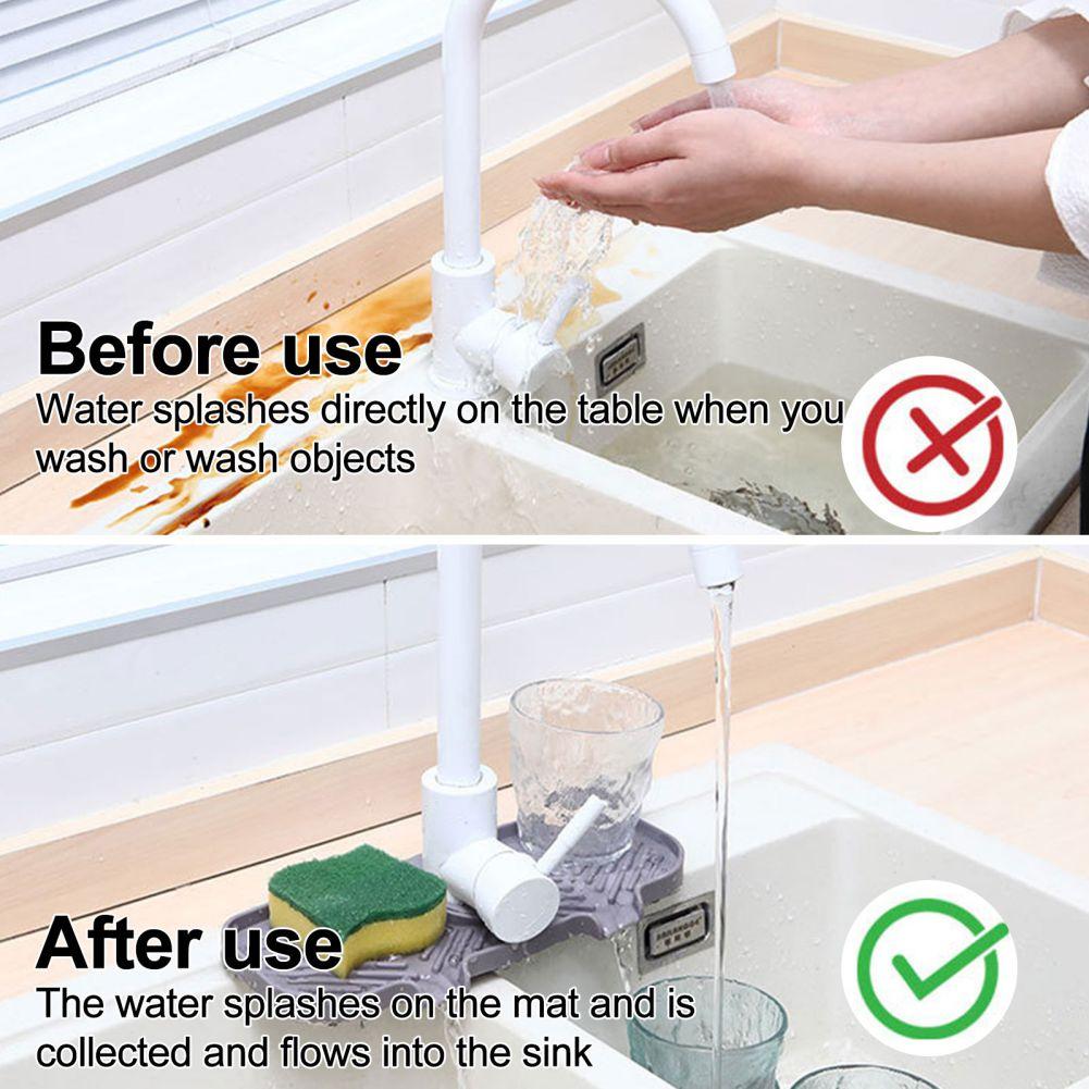 Kitchen Silicone Sink Faucet Mat Splash Guard for Sink Faucet Absorbent Sink Protectors Mat Bathroom Kitchen Water Draining Pad