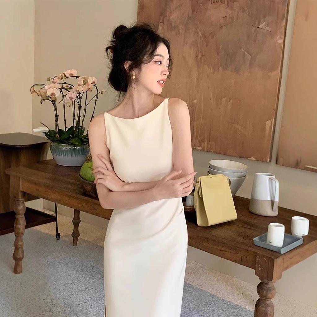 Sleeveless High-End Slimming Knit Summer Maxi Dress for Seaside Vacations