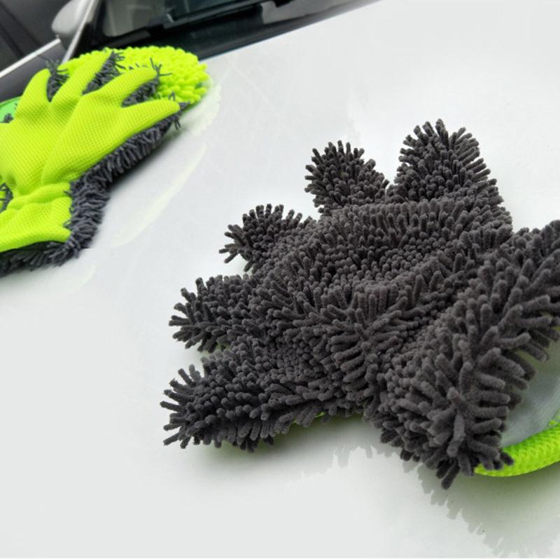 Chenille Car Wash Gloves Microfiber Wipe Car Sponge Scratch Free Car Wash Cleaning Coral Velvet Double-Sided Car Cleaning Tool
