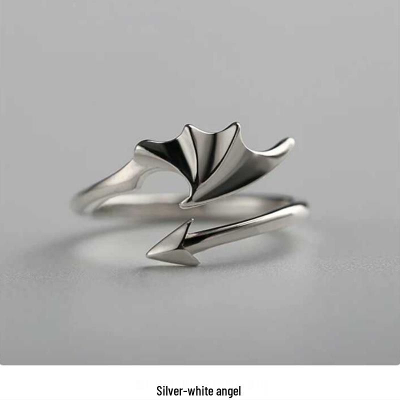 Angel & Demon Wing Couple Rings: European & American Style, Personalized Openable Thai Silver Rings