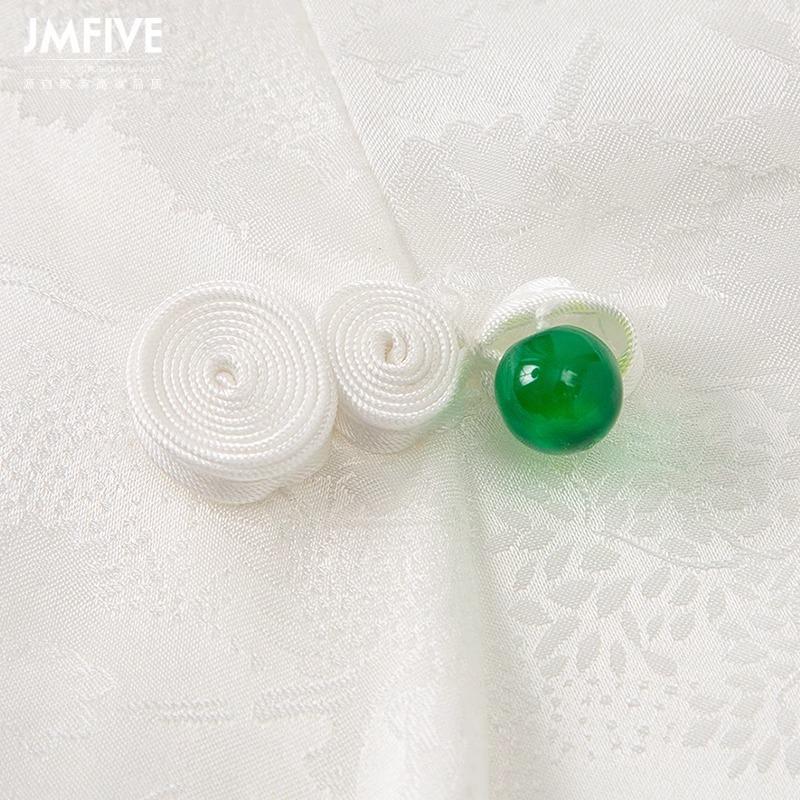 Camisa Branca de Seda Jacquard Estilo Chinês para Mulheres No Novo Verão Feminino Estilo Tendência Nacional Fivela Retrô Top de Seda de Amoreira para Mulheres