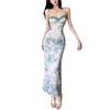 French gentle lace floral suspender skirt suspender summer new dress temperament thin waist dress