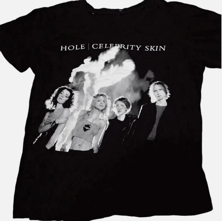 Courtney Love Band Hole Celebrity Skin Maglietta Nera Cotone Pesante