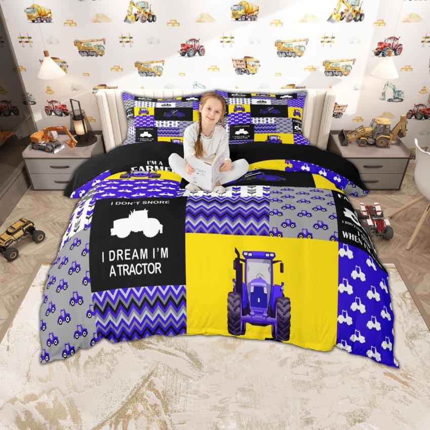 

Comforter Homewish Farm Tractor For Boys Girls 2Pcs/3Pcs Truck Plaid Bedding Construction Vehicle Bed Set Comforter (quilt)-EU Single(135*200cm)3pcs