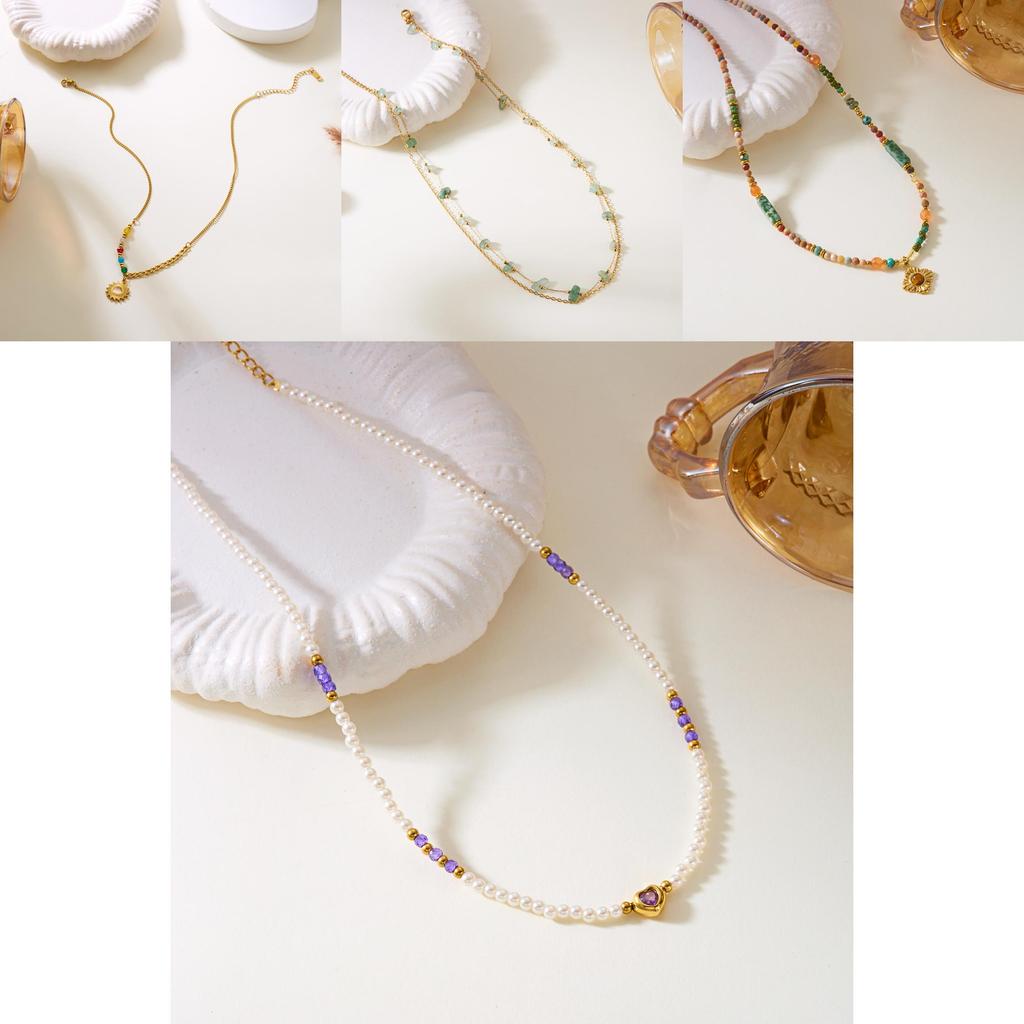 Stainless Steel Necklace With Sunflower Motif And Natural Turquoise For Casual Wear