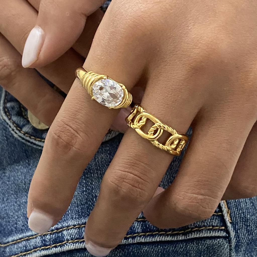 European and American rhinestone titanium steel ring niche design ring does not fade first stainless steel ring