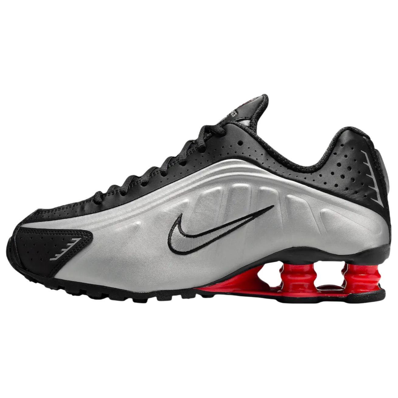 

Nike Shox R4 Anti Slip Wear Resistant Low Top Casual Running Shoes Unisex Silver Black 36
